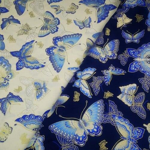 Cotton Gold Powder Printing Japanese-Style Kimono Classic Butterfly Flower Factory Direct Sales Large Favorably