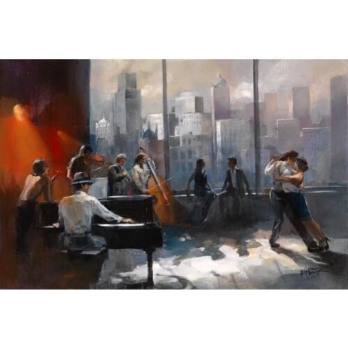 Canvas wall art Musicroom with view on skyline Willem Haenraets oil paintings for living room hand painted High quality