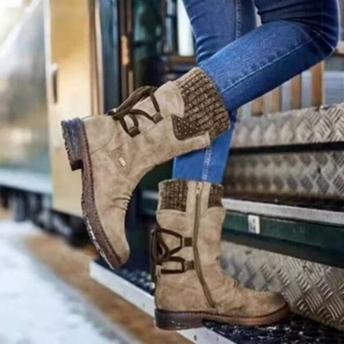 Autumn and Winter New Style Comfortable Low-heeled Square Heel European and American Plus Size Mid-tube Womens Boots Women