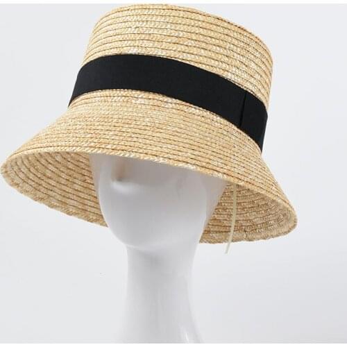 2021 New Fashion Straw Bucket Hat Women UV Sun Hats Vacation Cap Beach Hat flat Summer sun hat For women drpshipping wholesale