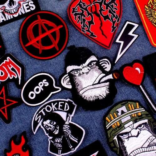 Prajna Punk Patches For Jacket Jeans Orangutan Stickers Stripe Badge Iron On Patches For Clothes Embroidered Patches On Clothes