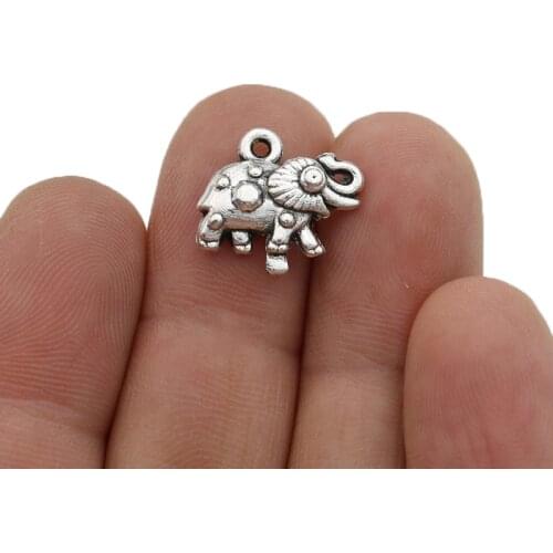 JAKONGO Elephant Charm Pendants for Jewelry Making Bracelet DIY Accessories 14x17mm 20pcs
