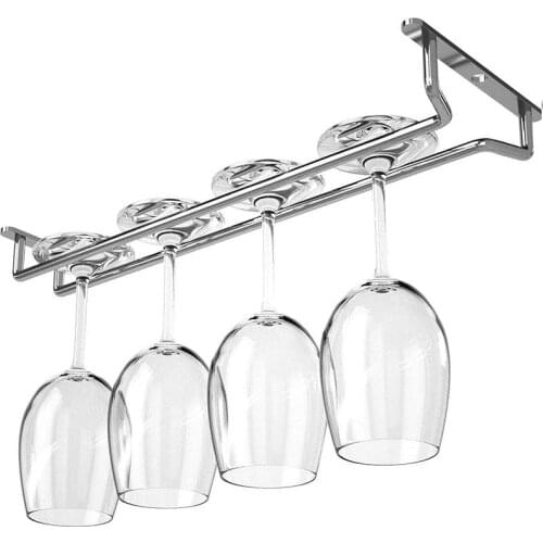 27CM Gold Wire Hanging Rack Under Cabinet Stainless Steel Stemware Hanging Cup Holder Single Row Bronze Kitchen Accessories