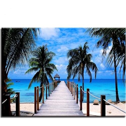 Full Square Round 5D Diy Diamond Painting Summer Tropical Beach Cross Stitch Wall Sticker decor Rhinestone Embroidery Crafts 359