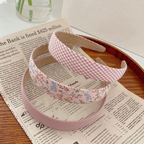 1pcs Vintage Floral Wide Headbands Solid Flower Plaids Hairbands Set for Women Head Wrap Girls Tiara Elegant Headwear