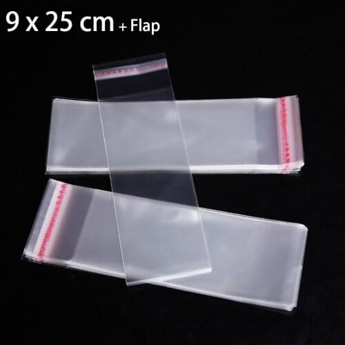 9 x 25cm Transparent Poly OPP Bag Crystal Clear Resealable Cello Plastic Envelope Gift Bags