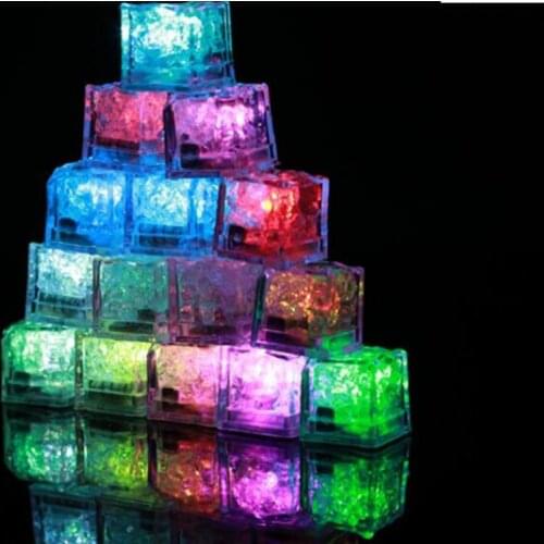 Xmas Gift Romantic LED Ice Cubes Fast Slow Flash 7 Color Auto Changing Crystal Cube Party Wedding Water-Actived Light-up