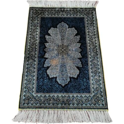 Seeykeep™ 2x3ft Silk Handknotted Exquisite Classic Cordoba Mezquita Dome Pattern Rug Using Blue Tone Central Backcolor-NY3016285