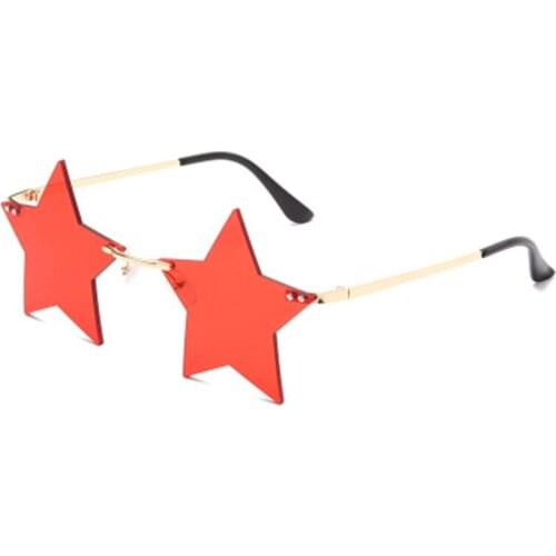 2021 Hot Metal Rivet Pentagram Five Pointed Star Shaped Sunglasses Rimless UV400 Women