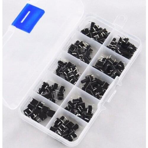100Pcs 6x6mm Dip 4pin Tactile Push Button Switch 4.3mm 5mm 6mm 7mm 8mm 9mm 10mm 11mm 11.5mm 12mm Tact Kit