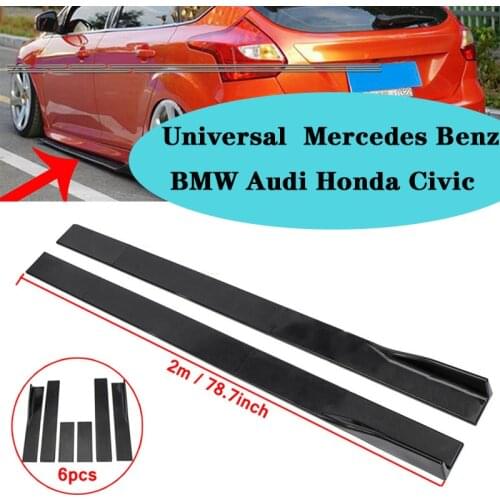 Universal 78.7'' 6 PCS Side Skirts Extension Rocker Panel Splitter For Ford Mustang Focus For Mercedes Benz BMW Audi Honda