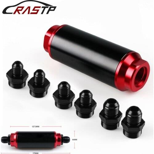 RASTP-Universal Racing Black Inline Fuel Filter & Mount with AN10 AN8 AN6 High Flow Turbo for Honda RS-FRG014