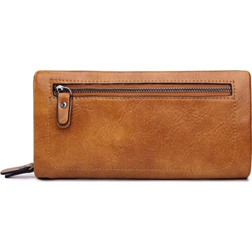 Vintage Ladies Purse with PU Leather Women Long Wallets Coin Bag Multi Card Holder for Female Solid Color Handbags cartera mujer