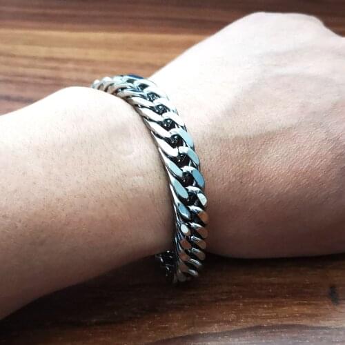 10.5mm 8.5'' Silver Stainless Steel Bracelet Cuban Chain Link For Men Boy Gifts jewelry