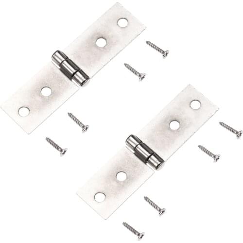 2 Pcs 74*20mm Silver Cabinet Door Luggage Hinges 4 Holes Jewelry Wardrobe Wood Gift Box Hinges Furniture Decoration with Screws