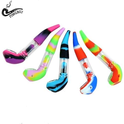 2019 Portable Smoking Glass Pipe Durable Delicate glass hand Pipe Tobacco Smoking Pipe With Glass Bowl for Grinder Cigarette