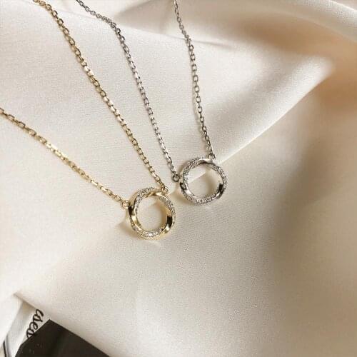 2020 New S925 Sterling Silver Round Ring Necklace Female Design Feeling Circle Chain Sexy Luxury Simple Elegant Hot Chic Jewelry