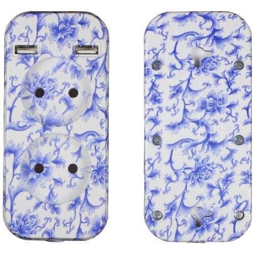 2021 New USB extension Socket charger Free shipping Double USB Port 5V 2A usb wall outlet Blue and white porcelain PBW-02