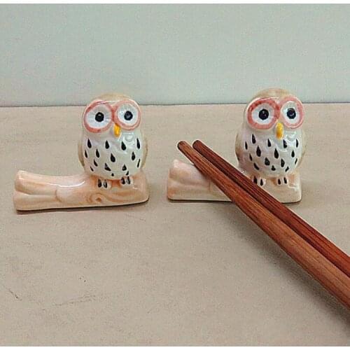4pcs/set Japanese Style Cute Owl Chopstick Rest Shelf Stand Ceramic Crafts Tableware Dinner Table Decor Kitchen Utensils