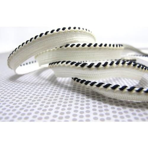 5 Yards 8mm Inch Ivory and Black Piping Lip Cord Trim|Pillow Cushion Trim|Upholstery Edging Trim Sewing Supplies