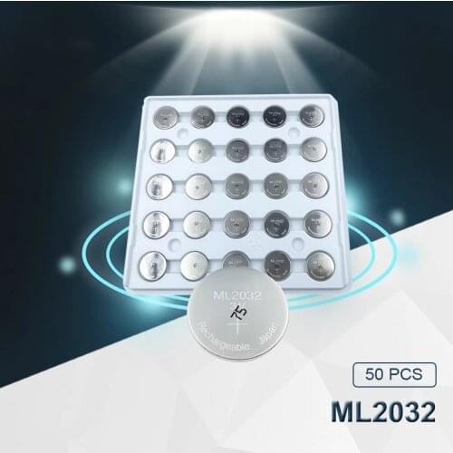 50pc Maxell Original ML2032 3V Rechargeable lithium battery button cell button batteries (ML2032)