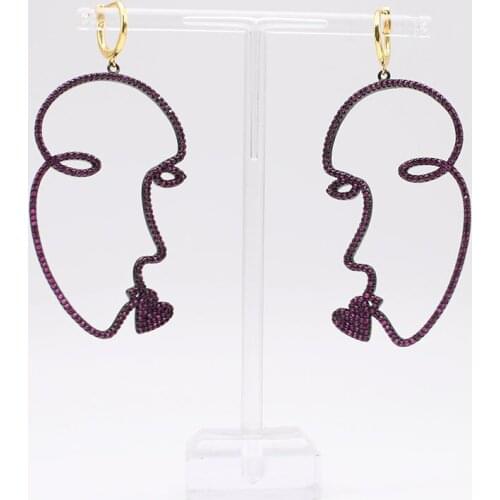 62x32mm Womens High Quality New fashion creative alloy face kiss earrings