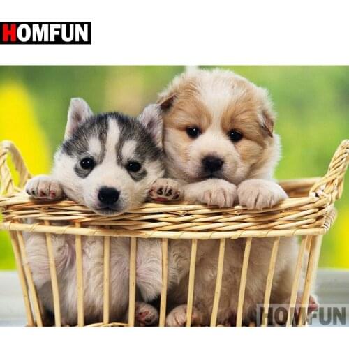 HOMFUN Full Square/Round Drill 5D DIY Diamond Painting "Animal dog" Embroidery Cross Stitch 3D Home Decor Gift A10096