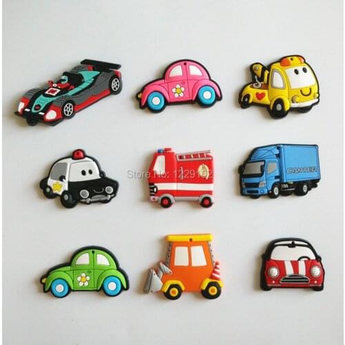 Free shipping (9pcs/lot) Cartoon Car fridge magnets whiteboard sticker Silicon Gel Magnets Educational Kids gift home decoration