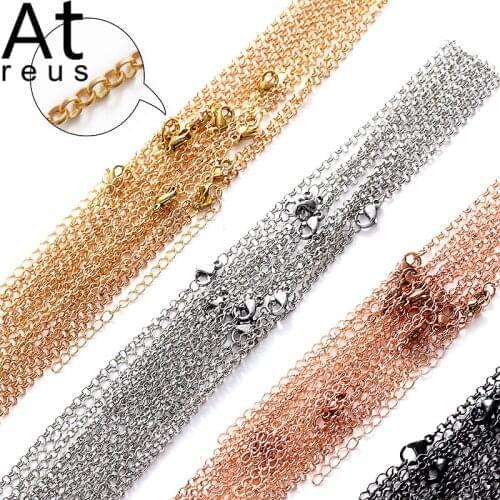 1.5/2/2.5/3mm 10pcs/lot Width Alloy chain rose gold/gold/Antique Red Copper O-Chain Necklace wholesale DIY For Men or Women
