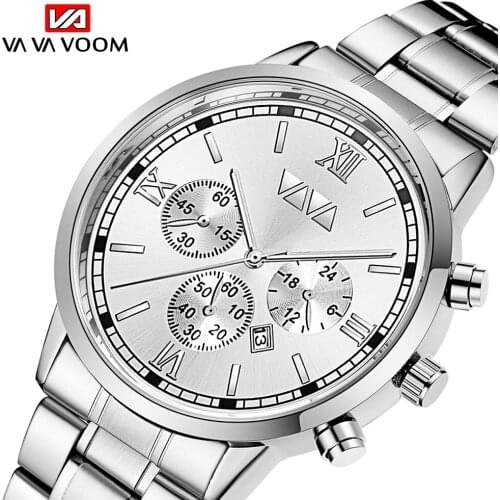 Casual Calendar Quartz Watch Top Brand Mens Large Dial Fashion Stainless Steel Belt Business Waterproof Watch Relogio Masculino