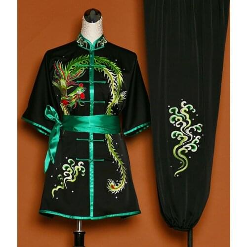 Black Wushu Clothing Martial Arts Uniform Embroidery Wing Chun Chinese Kungfu Uniform Wushu Staff Shaolin Kung Fu Uniform TA2073
