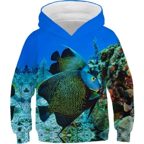Fashion Hoodies Kids Hoodies Childrens Sweatshirt Boy Hoodie Cartoon Hoodie Clothes Child girl Sportswear Sea Turtle Fish Print