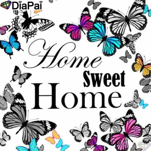 DiaPai 5D DIY Diamond Painting 100% Full Square/Round Drill "Butterfly writing" Diamond Embroidery Cross Stitch 3D Decor A22121