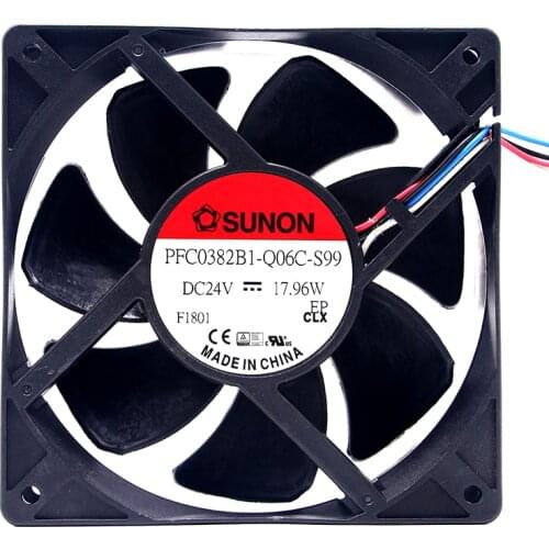 For Sunon PFC0382B1-Q06C-S99 12038 120mm 12cm High Speed 24V Cooling Fan,120X120X38mm 17.96W 4200RPM