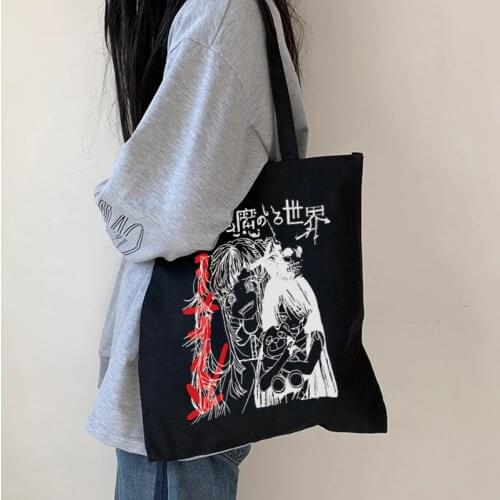 Harajuku new punk canvas bag gothic Japanese anime women shoulder bag casual dark large capacity Vintage cartoon y2k shopper Bag