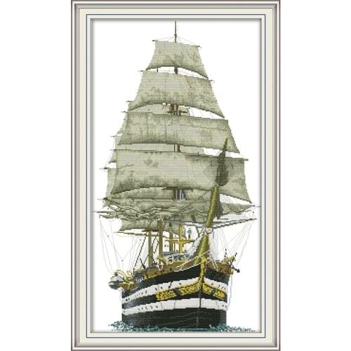 Joy Sunday Ancient Warship Chinese Cross Stitch Kits Ecological Cotton Clear Printed 11CT DIY Gift Wedding Decoration For Home