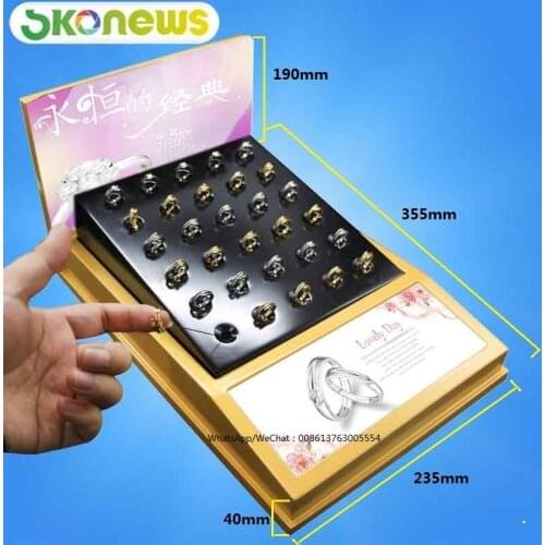 3 Pcs Customized Ring Anti-Theft Display Tray Jewelry Retractable Security Cable Pull Box Stand