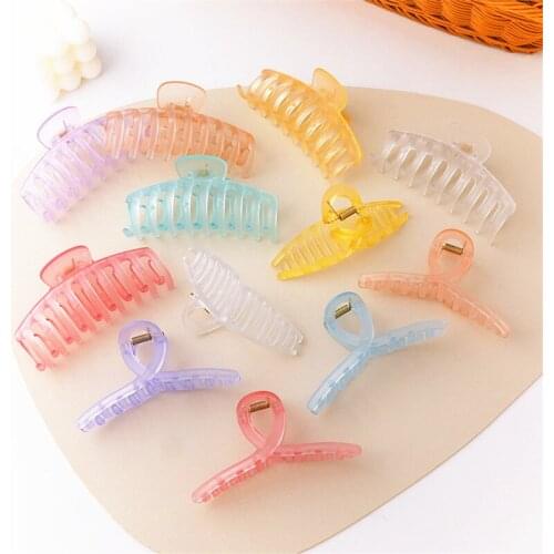 Korean Style Candy Color Hair Claw for Women Hair Accessories Blue Yellow Transparent Gripping Clip Frosted Texture headdress