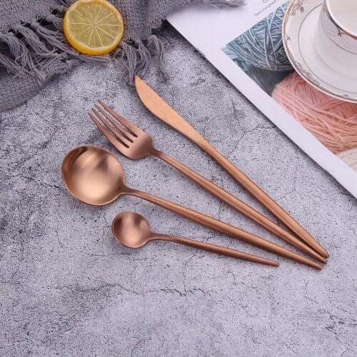Dinnerware Set Rose Gold Cutlery Stainless Steel Cutlery Set Steak Knife Fork Spoon Dinner Service Utensils Creative Tableware