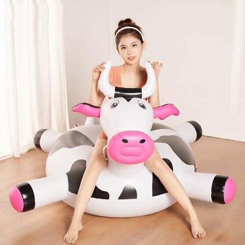 Inflatable Cows Pool Float for Kids Adult Float Raft Water Floating Boat Ride-On Swimming Ring Toys for Summer Giant Cow Boats