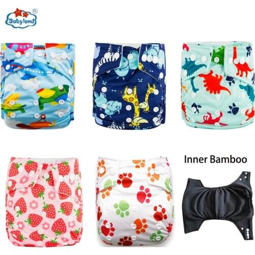 [ New Year Promotion] My Choice Prints 10pcs /Lot Bamboo Charcoal Diapers Babyland Baby Bamboo Carbon Nappy For Kids Day & Night