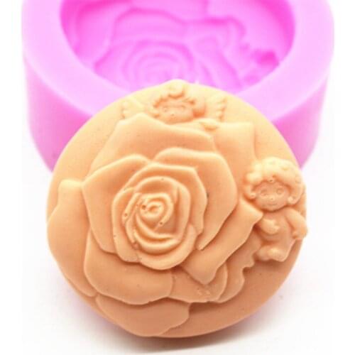 New Product!!1pcs Round Rose Baby (C716) Silicone Handmade Soap Mold Crafts DIY Mould