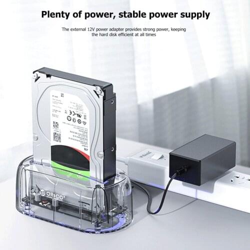 ORICO 6139U3 HDD SSD Transparent Docking Station USB3.0 Type-B to SATA Hard Disk Drive Converter Adapter for 2.5/3.5 inch
