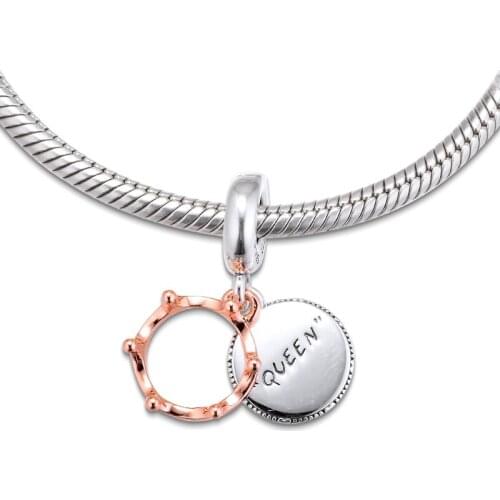 Fits for Pandora Beads Bracelets 100% 925 Sterling Silver Jewelry Rose Queen & Regal Crown Charms Free Shipping