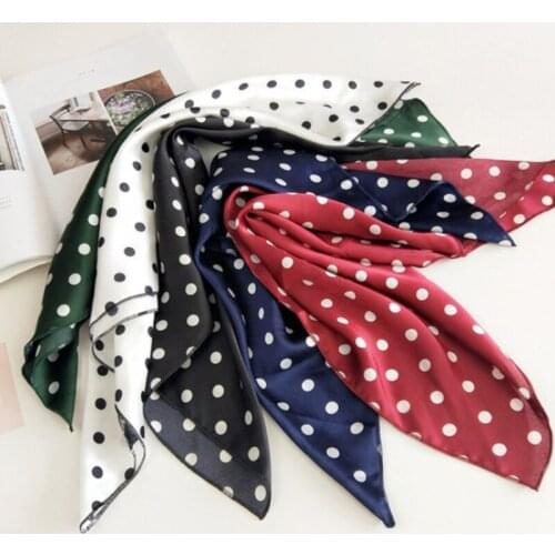 Luxury Soft Women Square Scarf Bandanas Wrap Dot Print Beautiful Laides Neck Scarves Headband Hair Tie Bag Decoration