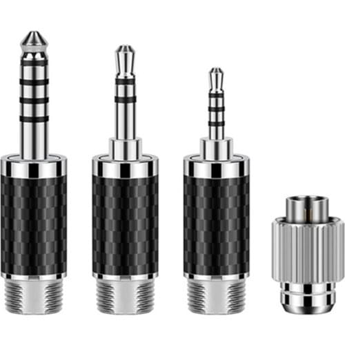 2.5mm 3.5mm 4.4mm 3 in 1 Multi-Function Self-Locking Plug Rhodium Plating Audio Jack HiFi Headphone Cable Connector DIY Adapter