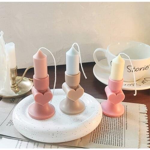 Silicone Mold for Candle Heart Shaped Candle Holder Design 3D Tulip Candle Making Wax Mold DIY Korea Home Decor Candle