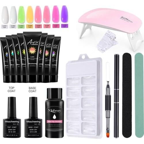 Luminous Poly Nail Gel Kit UV Gel Polish Extension Kit All for Manicure Slip Solution Acrylic Builder Gel Nail Base and Top Coat