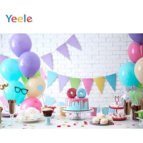 Yeele Brick Wall Cakes Balloons Flags Birthday Party Photography Backgrounds Customized Photography Backdrops For Photo Studio