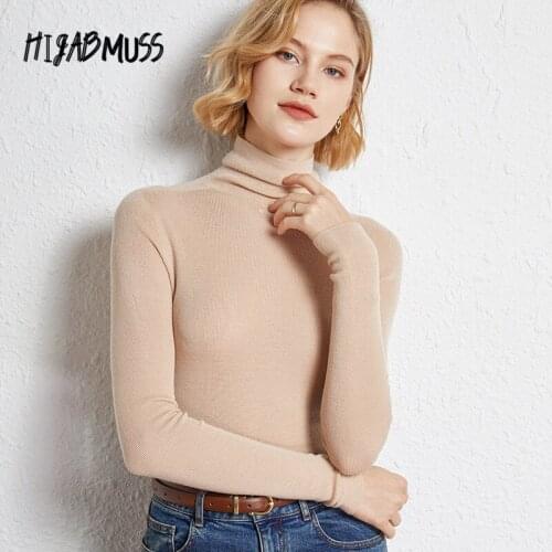 Ladies High Neck 2021 Autumn And Winter New Style Drawstring Knit Casual Slim Wool Cashmere Bottoming Shirt Sweaters Womens